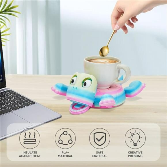Funny Turtle Drink Coaster 3D Printed Colorful Cup Holder Desk Home Decoration - Picture 3 of 7